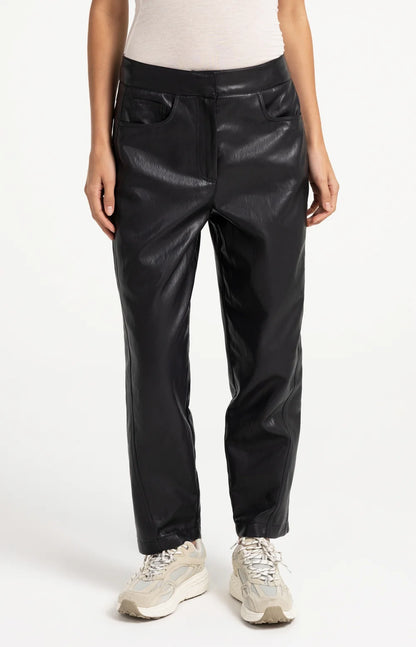 YAYA Faux Leather Trousers - Hole Black