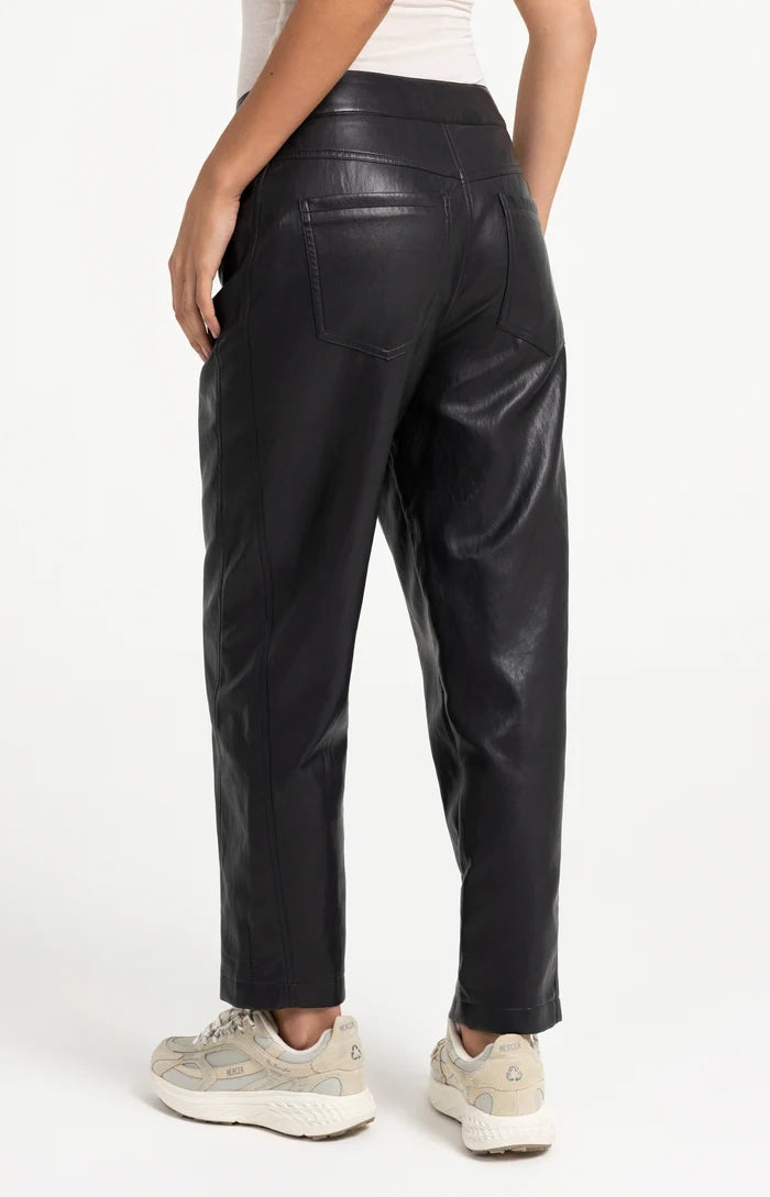 YAYA Faux Leather Trousers - Hole Black