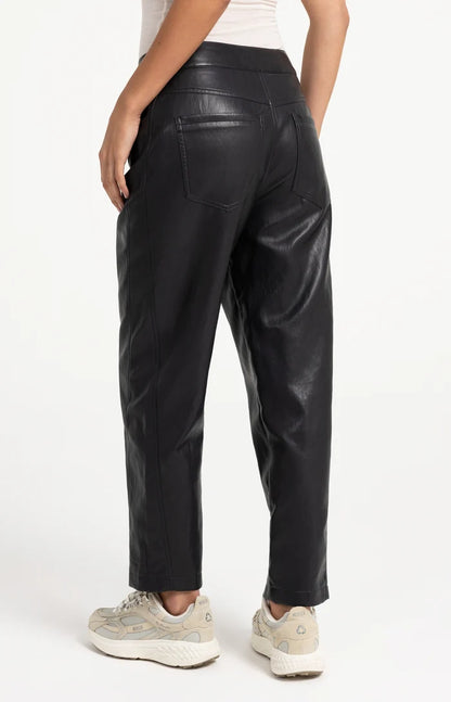 YAYA Faux Leather Trousers - Hole Black