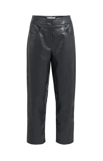 YAYA Faux Leather Trousers - Hole Black