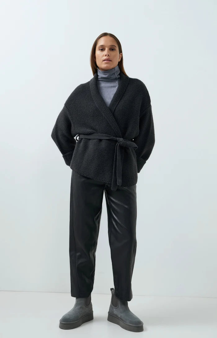 YAYA Faux Leather Trousers - Hole Black