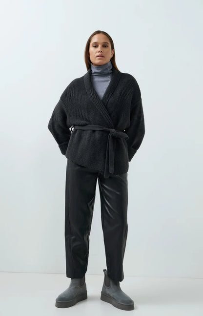 YAYA Faux Leather Trousers - Hole Black