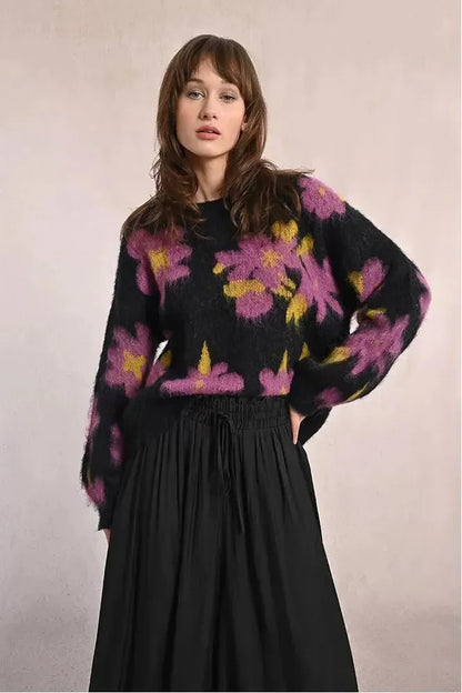 Molly Bracken Black Floral Sweater