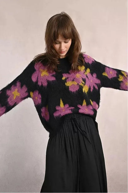 Molly Bracken Black Floral Sweater