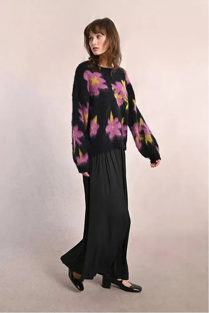 Molly Bracken Black Floral Sweater