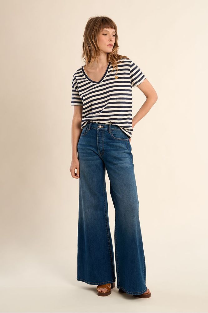 Molly Bracken V-Neck Tee Navy Stp