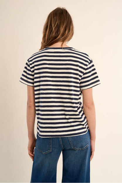 Molly Bracken V-Neck Tee Navy Stp