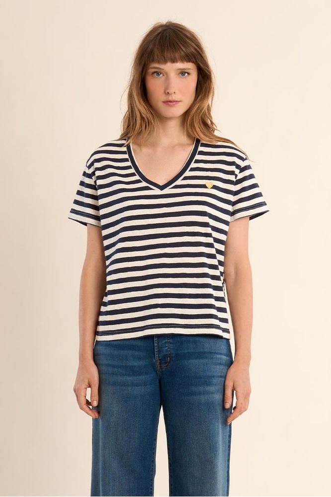 Molly Bracken V-Neck Tee Navy Stp