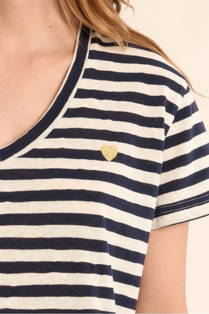 Molly Bracken V-Neck Tee Navy Stp