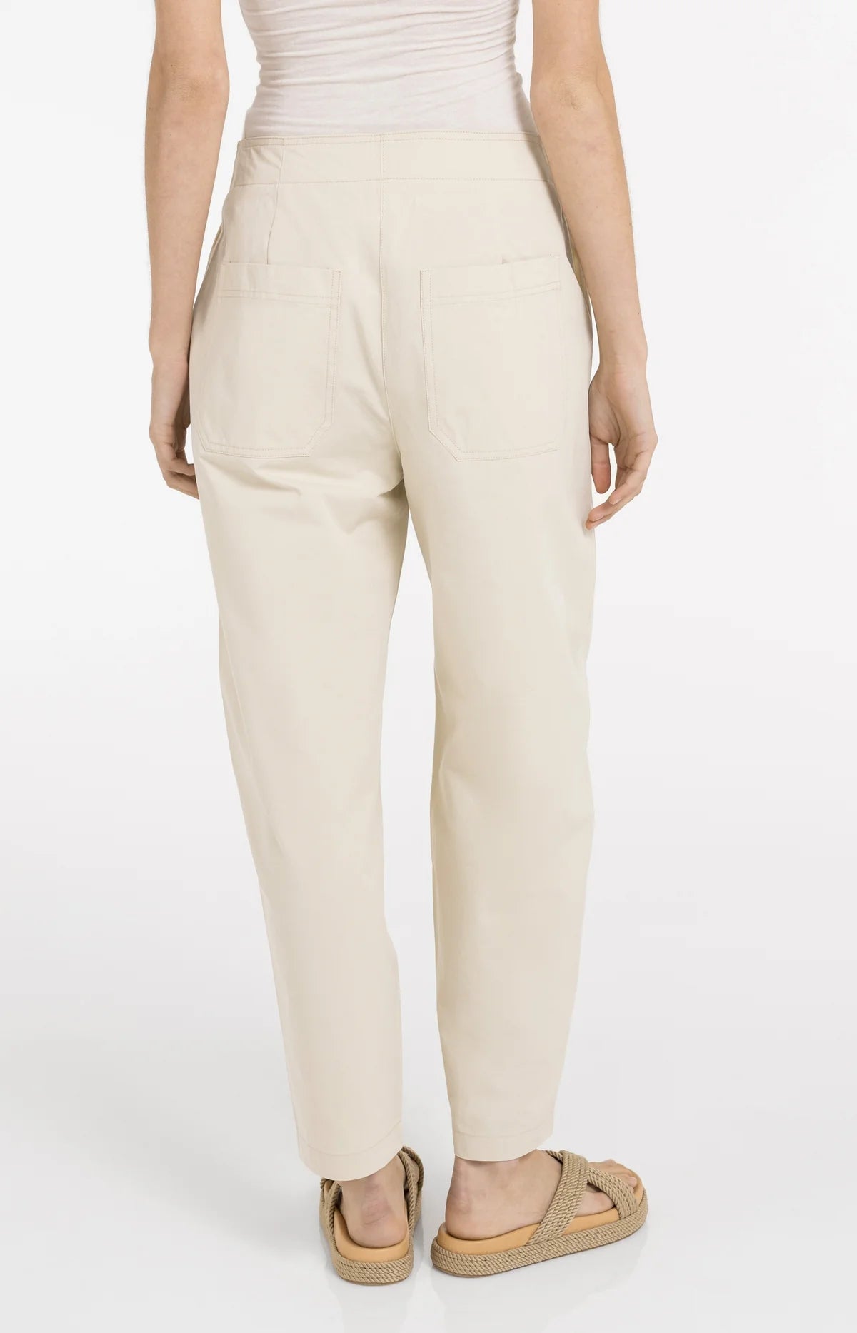 YAYA High Waist Barrel Leg Trousers-Sand