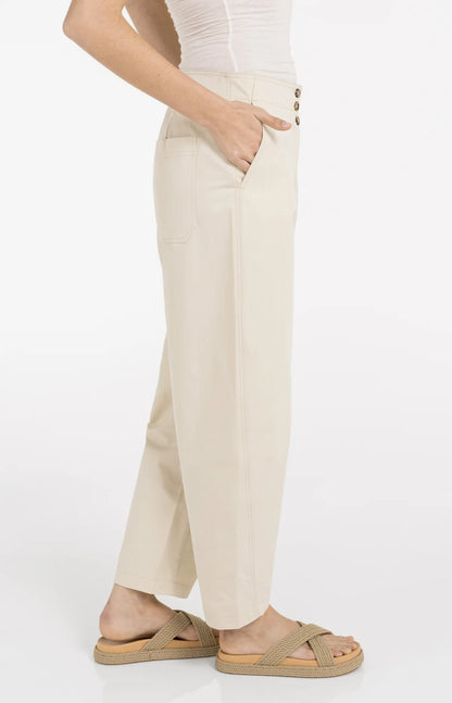 YAYA High Waist Barrel Leg Trousers-Sand