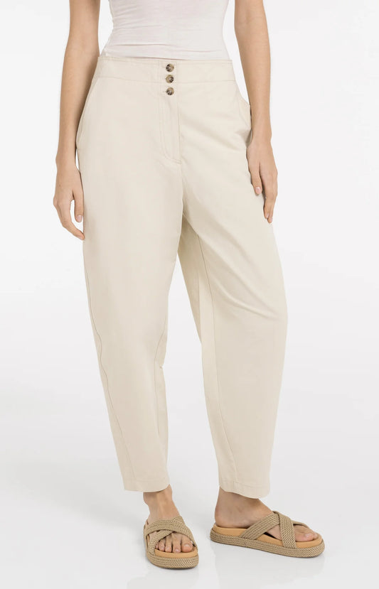 YAYA High Waist Barrel Leg Trousers-Sand