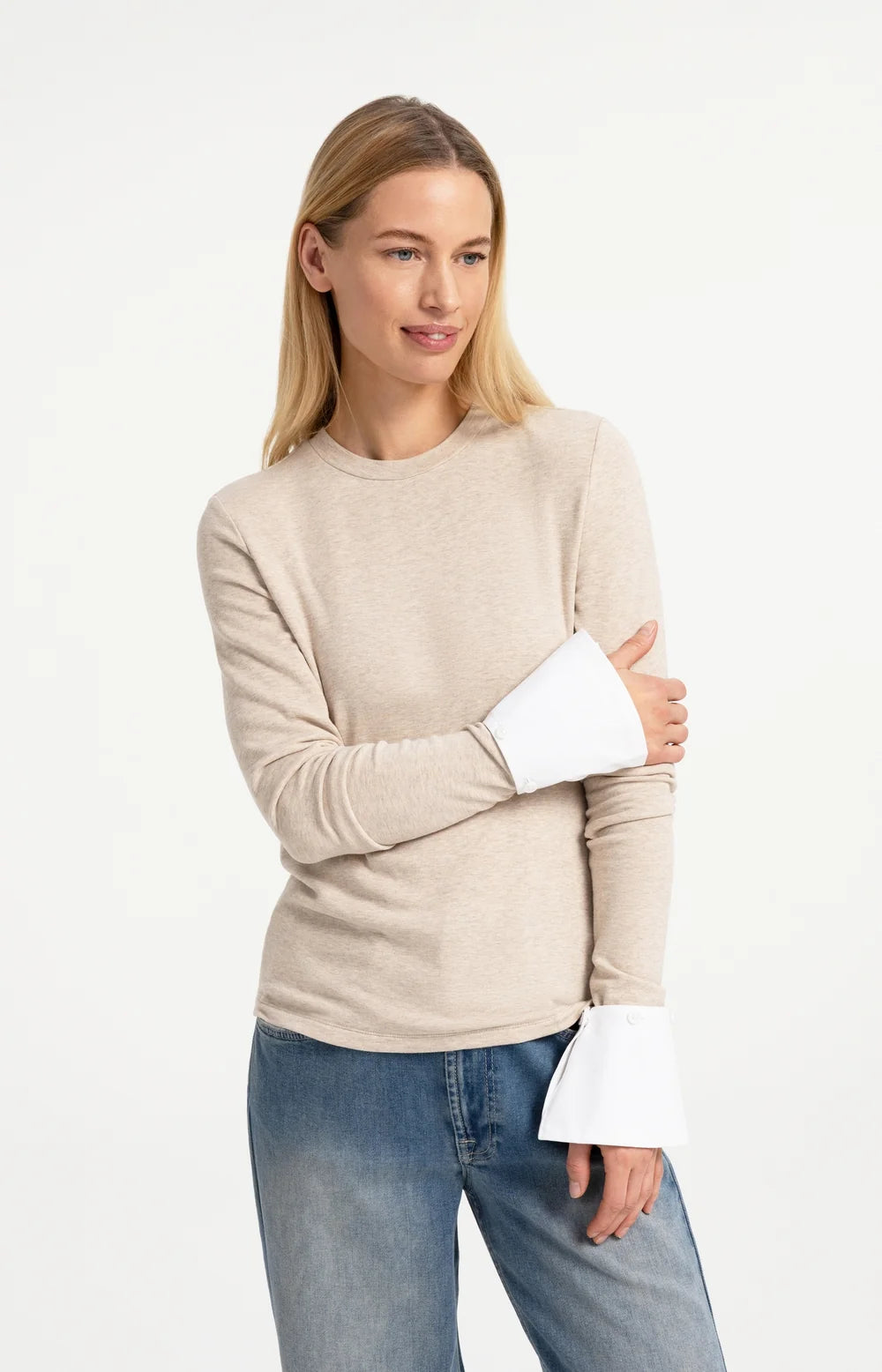 YAYA Jersey Top - Pure Cashmere Grey Melange
