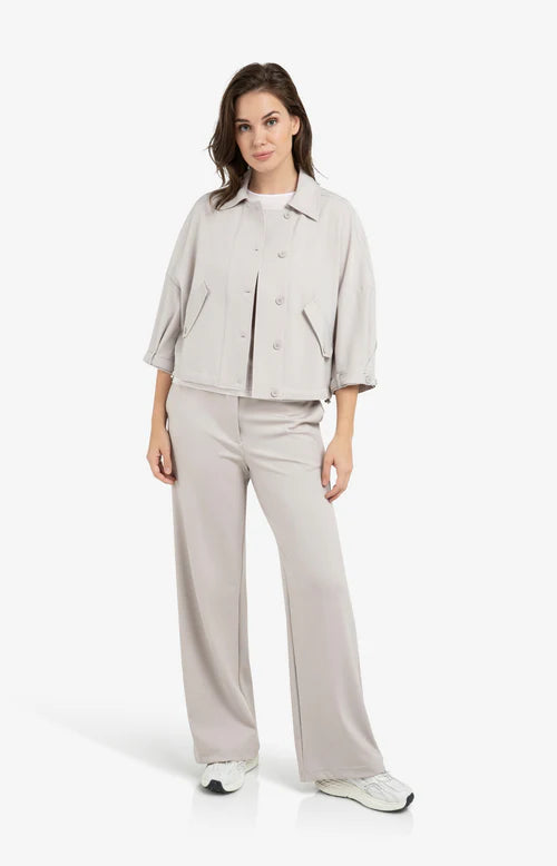 YAYA Wide Leg Jersey Trousers Mauve Purple