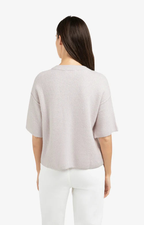 YAYA Short Sleeve Cardigan Grey Lilac Melange