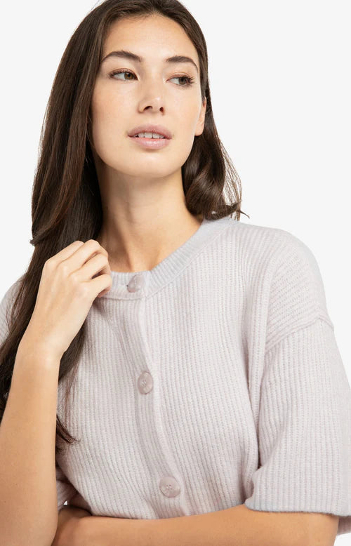 YAYA Short Sleeve Cardigan Grey Lilac Melange