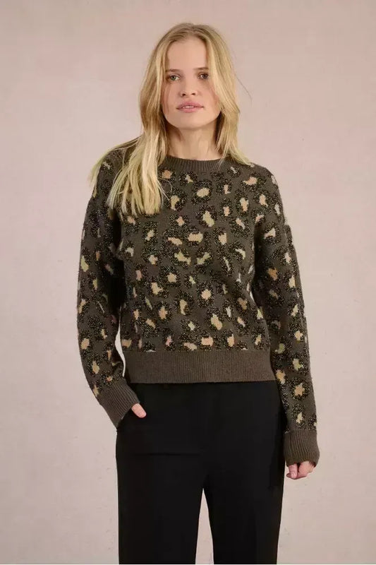 Molly Bracken Khaki Leopard Print Sweater