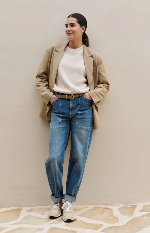 YAYA Sweater with Tie Detail Kit Beige