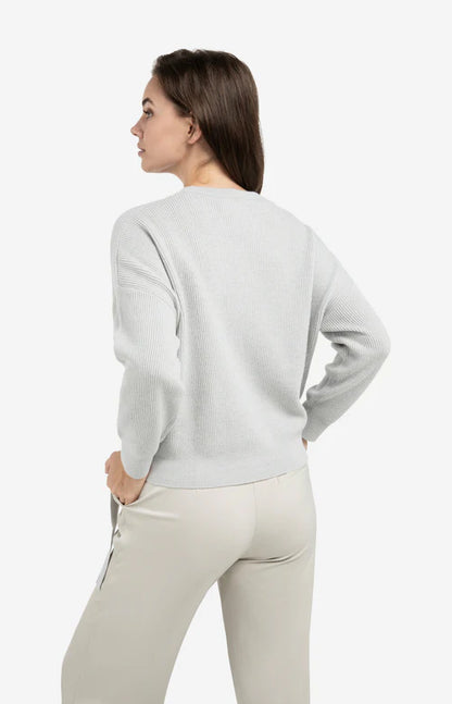 YAYA Sweater with Tie Detail Vapour Blue Grey