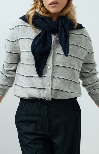 YAYA Knitted Scarf - Cat Black Melange