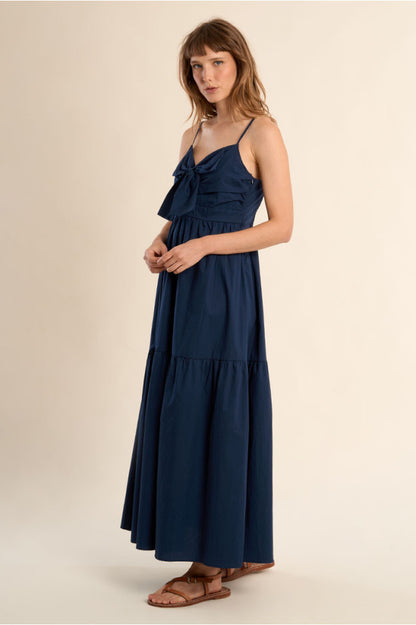 Molly Bracken Long Knotted Dress Navy