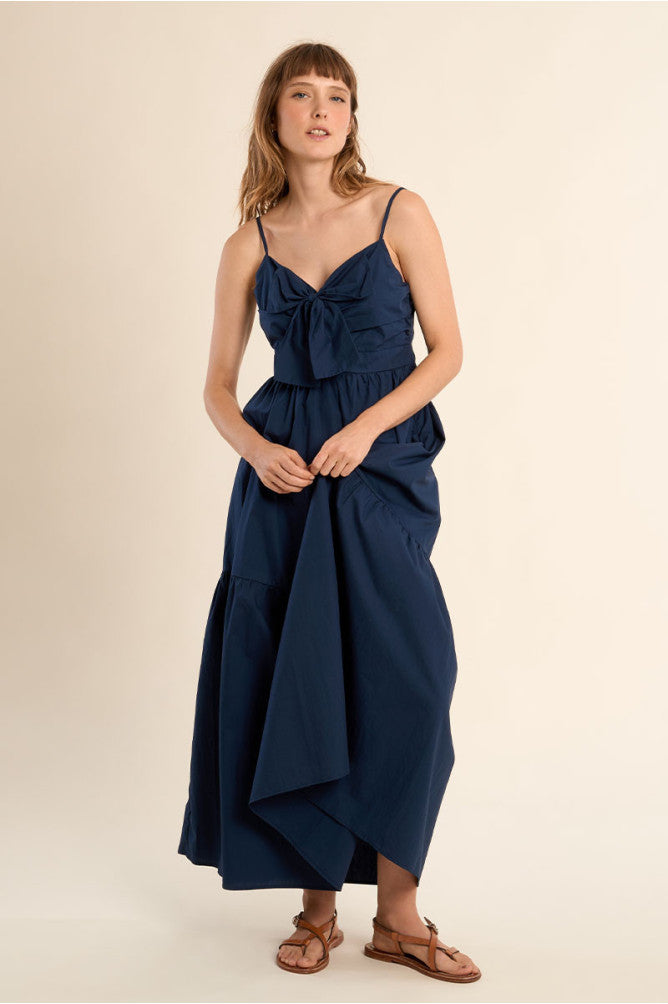 Molly Bracken Long Knotted Dress Navy