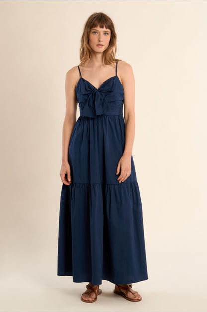 Molly Bracken Long Knotted Dress Navy