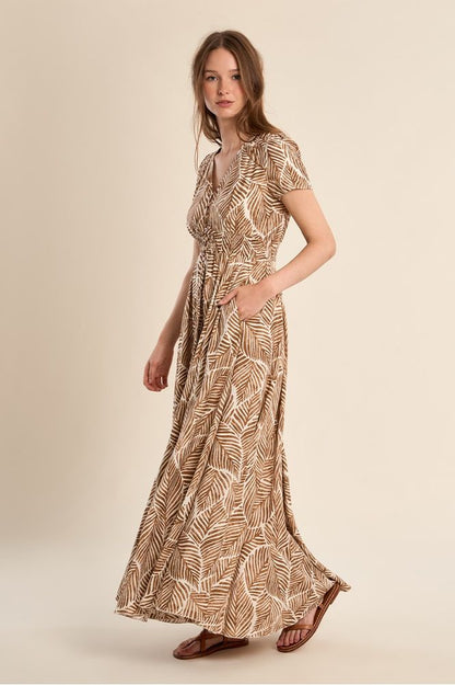 Molly Bracken Print Maxi Dress Camel