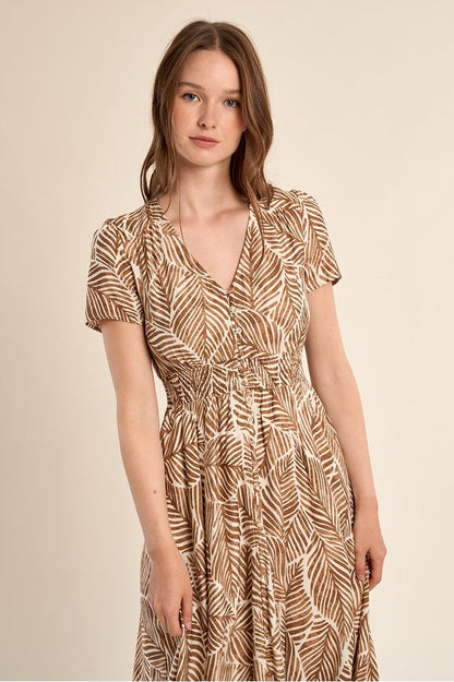Molly Bracken Print Maxi Dress Camel
