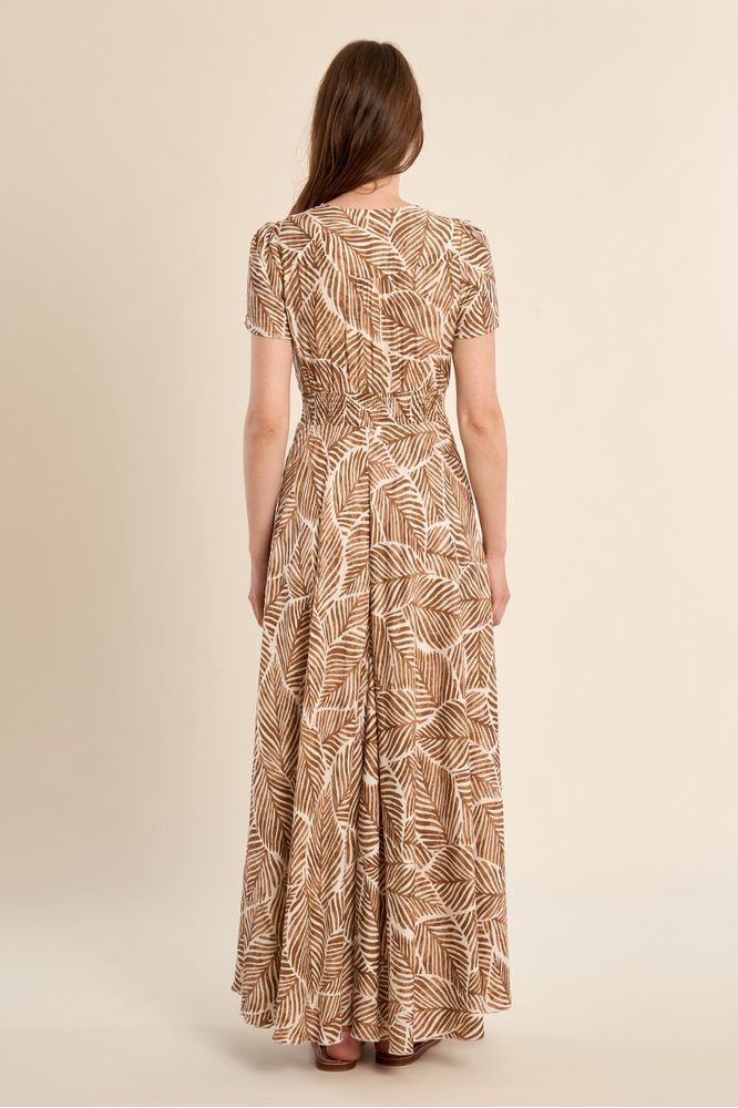 Molly Bracken Print Maxi Dress Camel