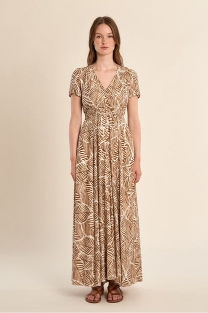 Molly Bracken Print Maxi Dress Camel