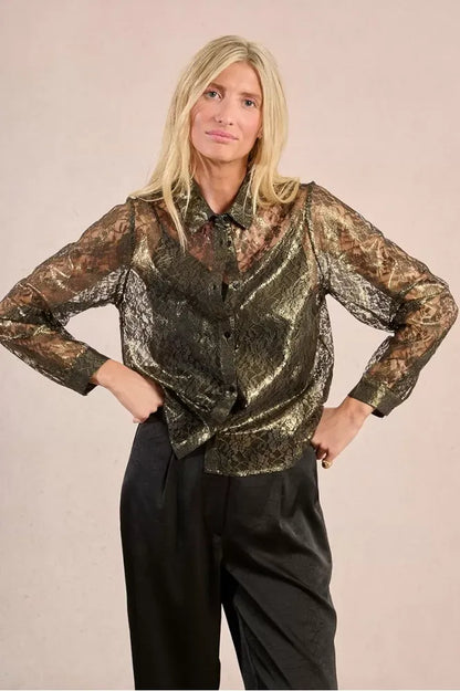Molly Bracken Metallic Lace Shirt