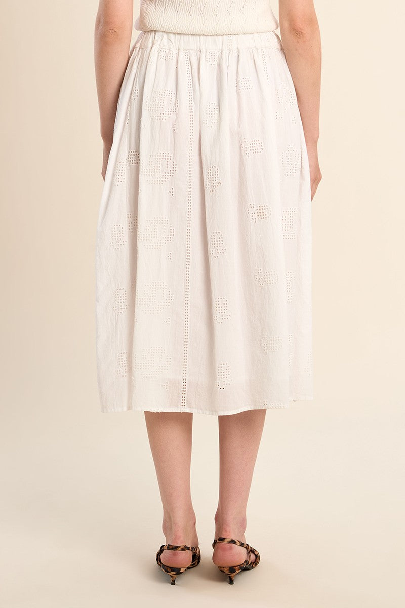 Molly Bracken Midi Cotton Skirt Off White
