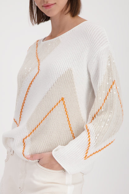 Monari Pullover Off-White Pattern 410281