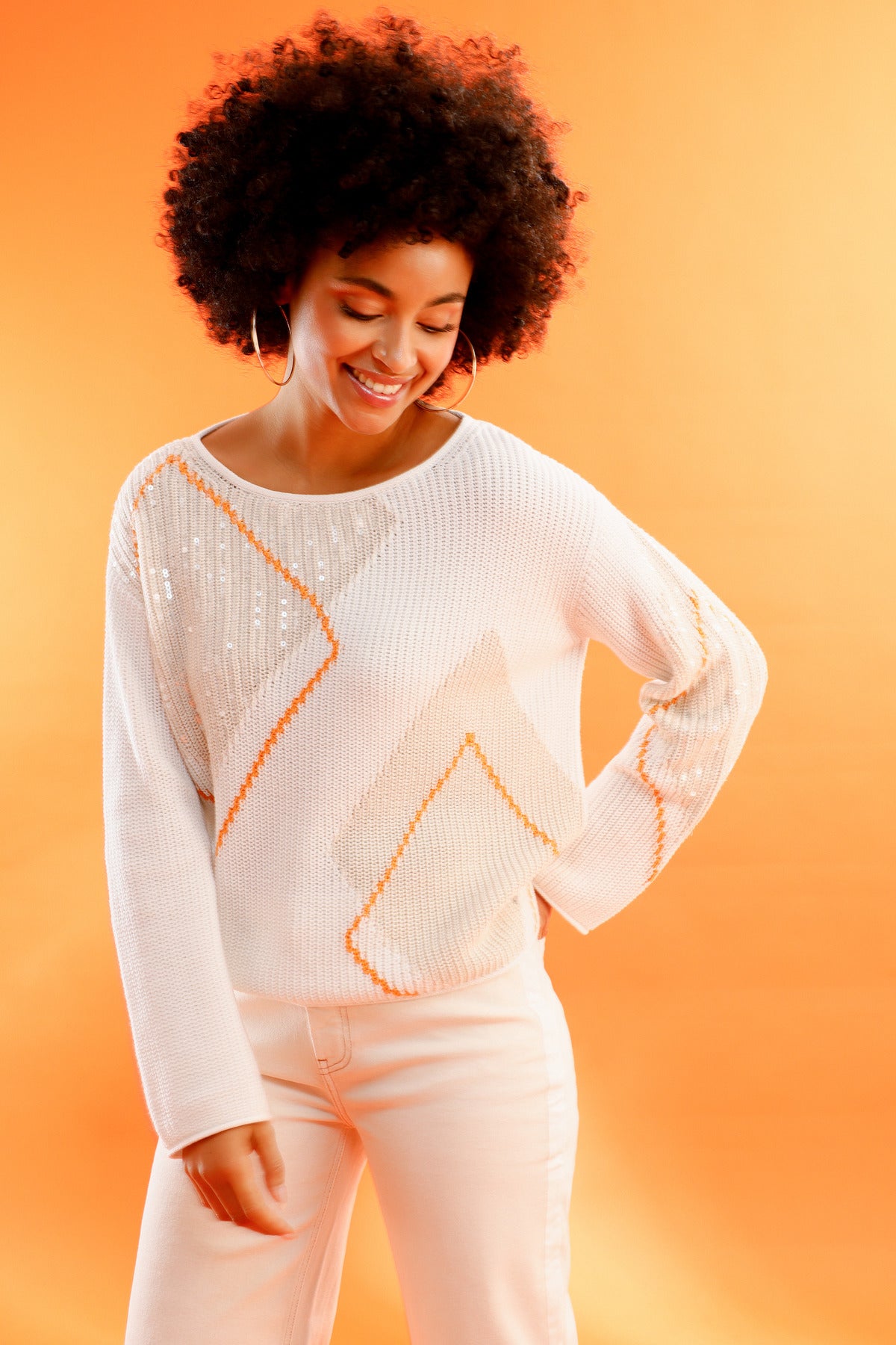 Monari Pullover Off-White Pattern 410281