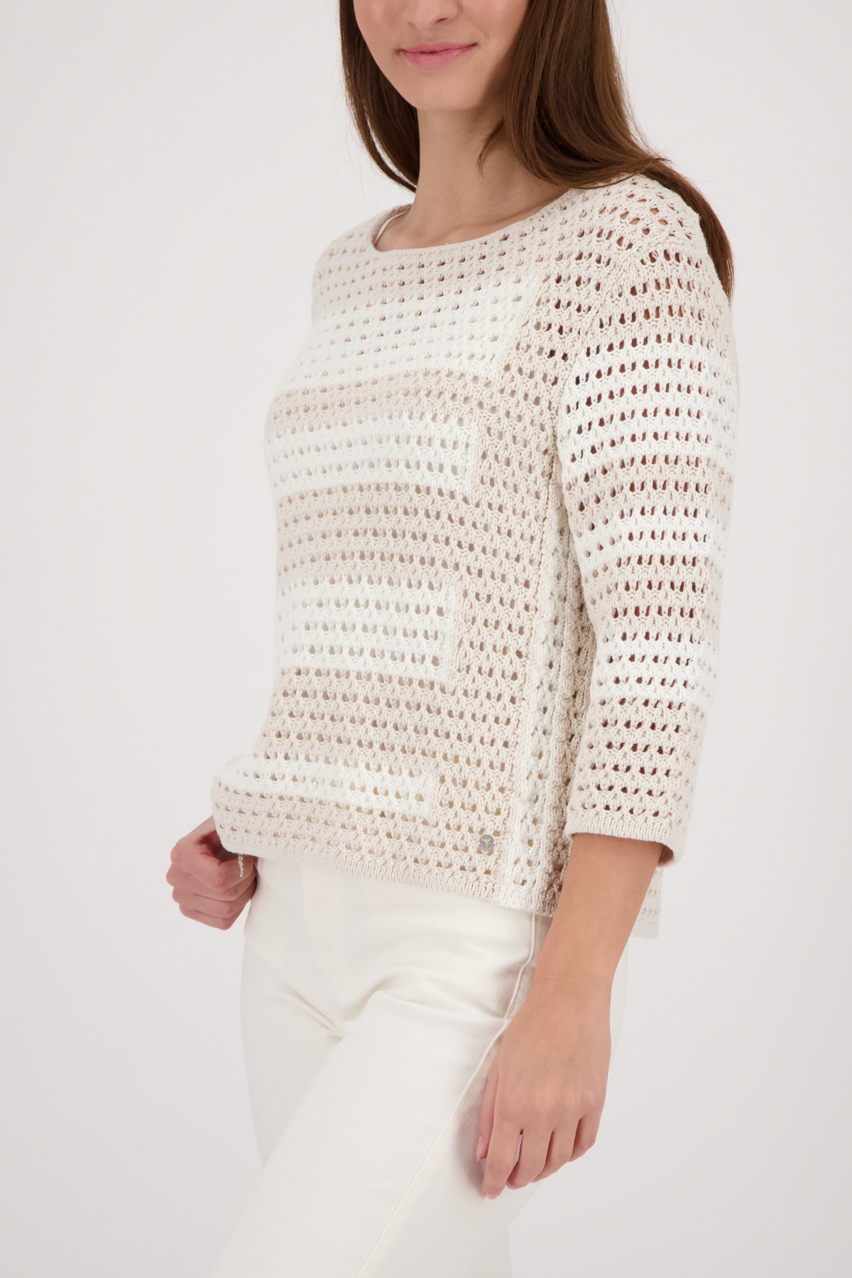 Monari Pullover Champagne Beige Pattern 410225