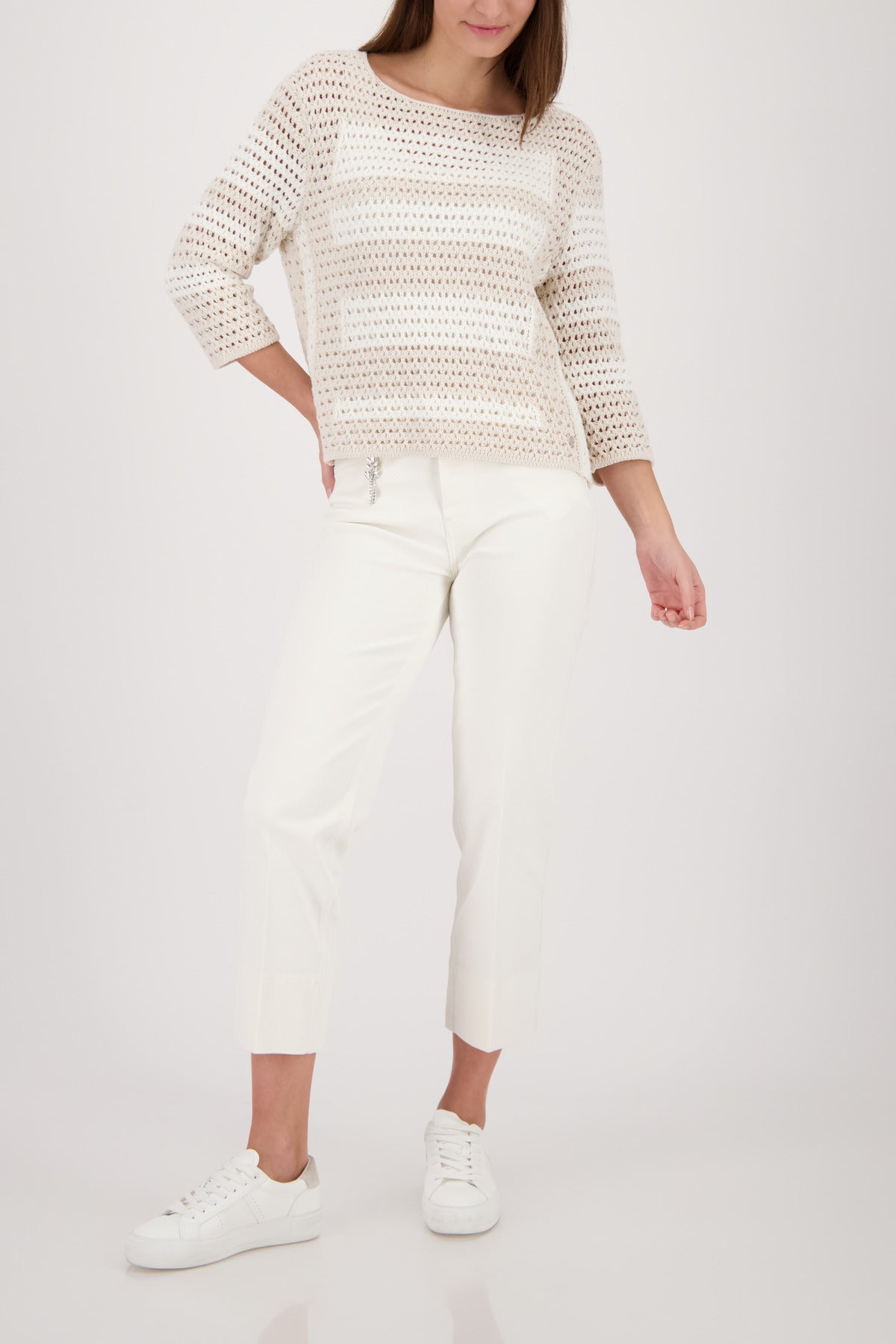 Monari Pullover Champagne Beige Pattern 410225