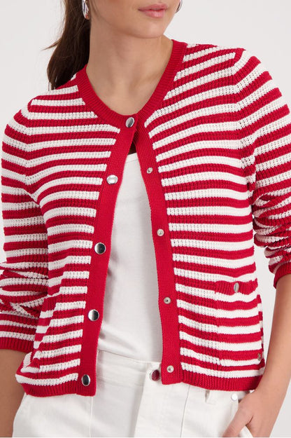 Monari Cardigan Red Striped