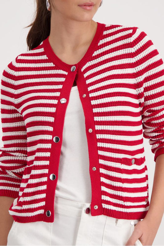 Monari Cardigan Red Striped