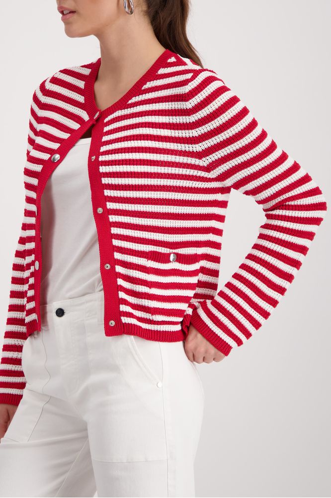Monari Cardigan Red Striped