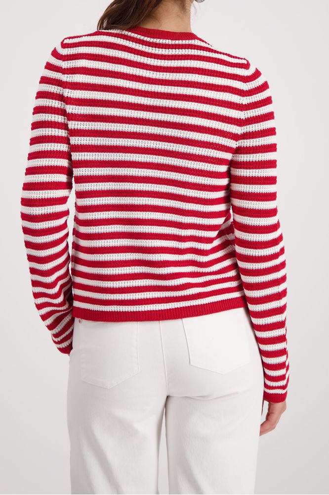 Monari Cardigan Red Striped