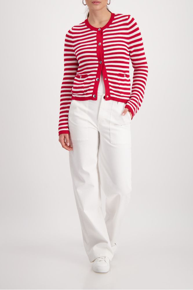Monari Cardigan Red Striped