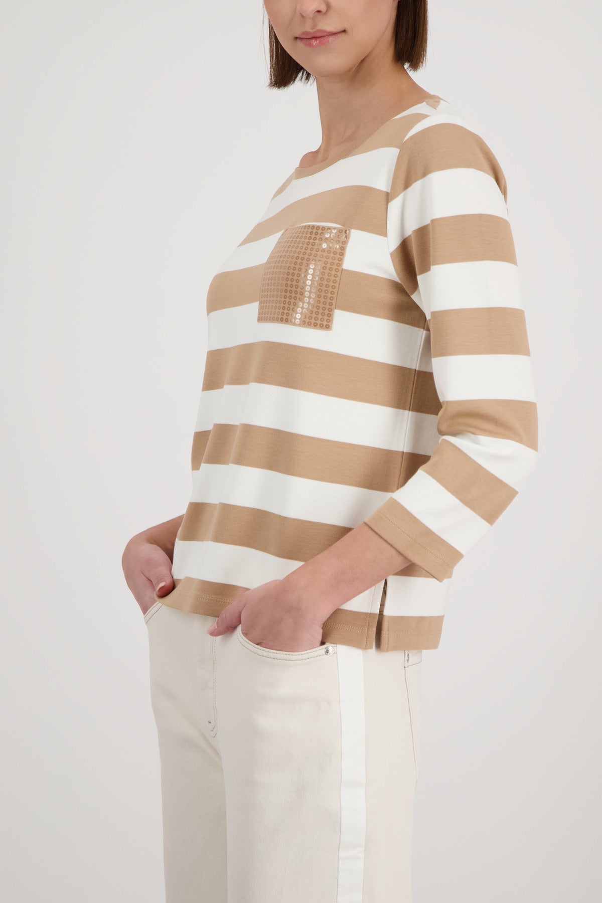 Monari T-Shirt Biscotti Striped 410146