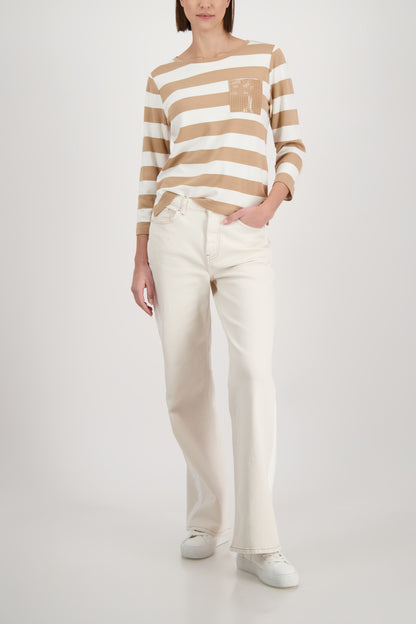 Monari T-Shirt Biscotti Striped 410146