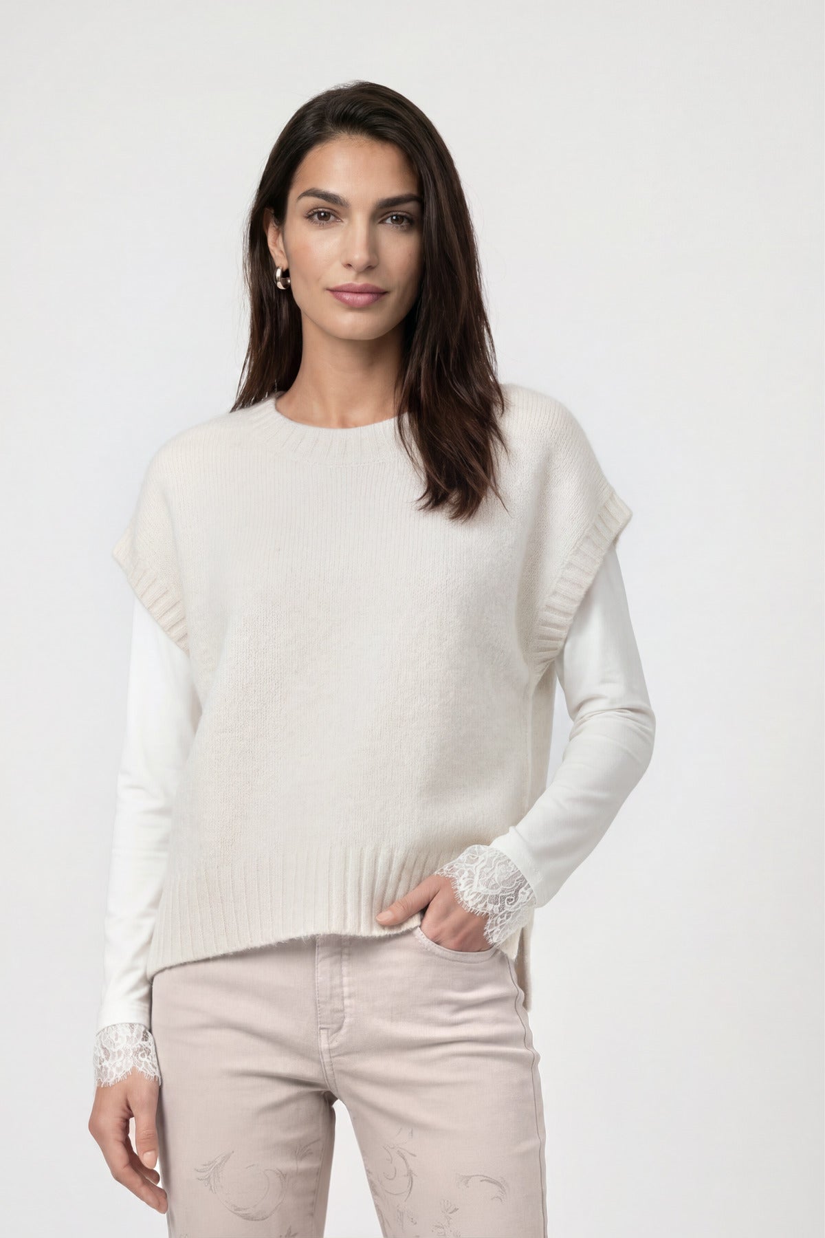 Monari Lurex Vest Piece Pearly