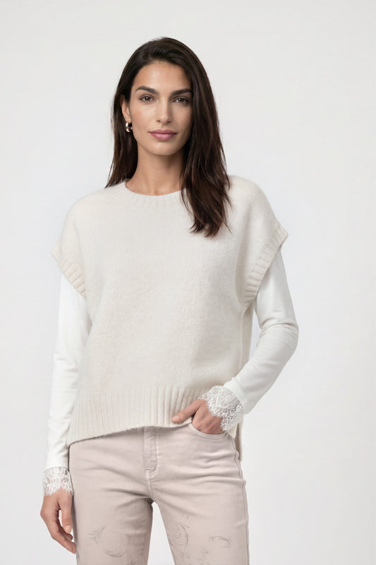 Monari Lurex Vest Piece Pearly