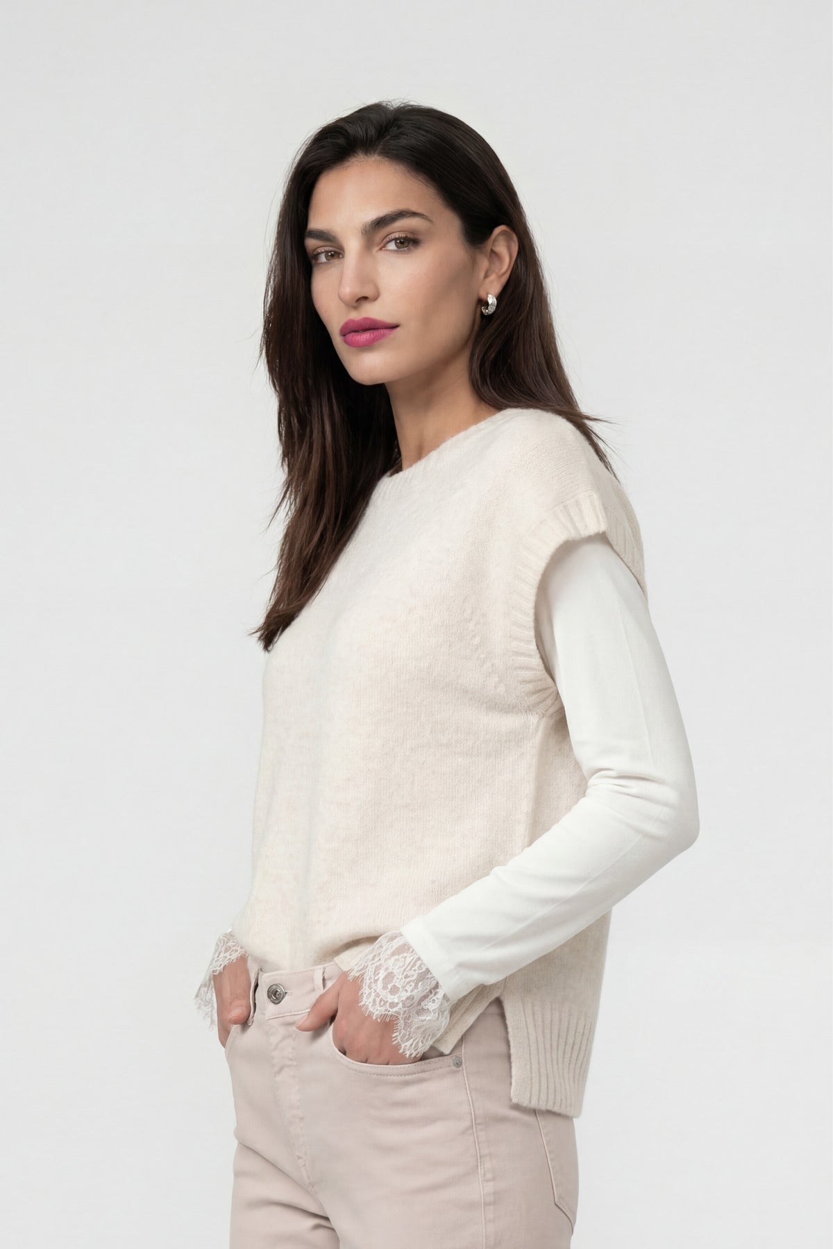 Monari Lurex Vest Piece Pearly