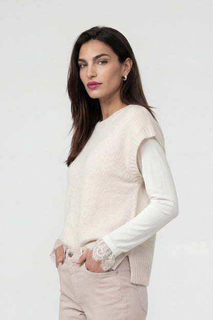 Monari Lurex Vest Piece Pearly