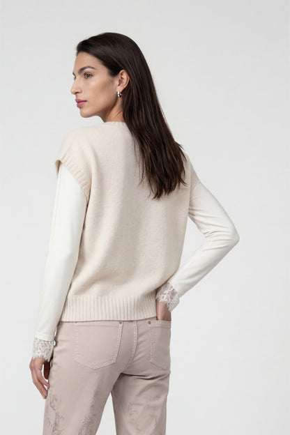 Monari Lurex Vest Piece Pearly