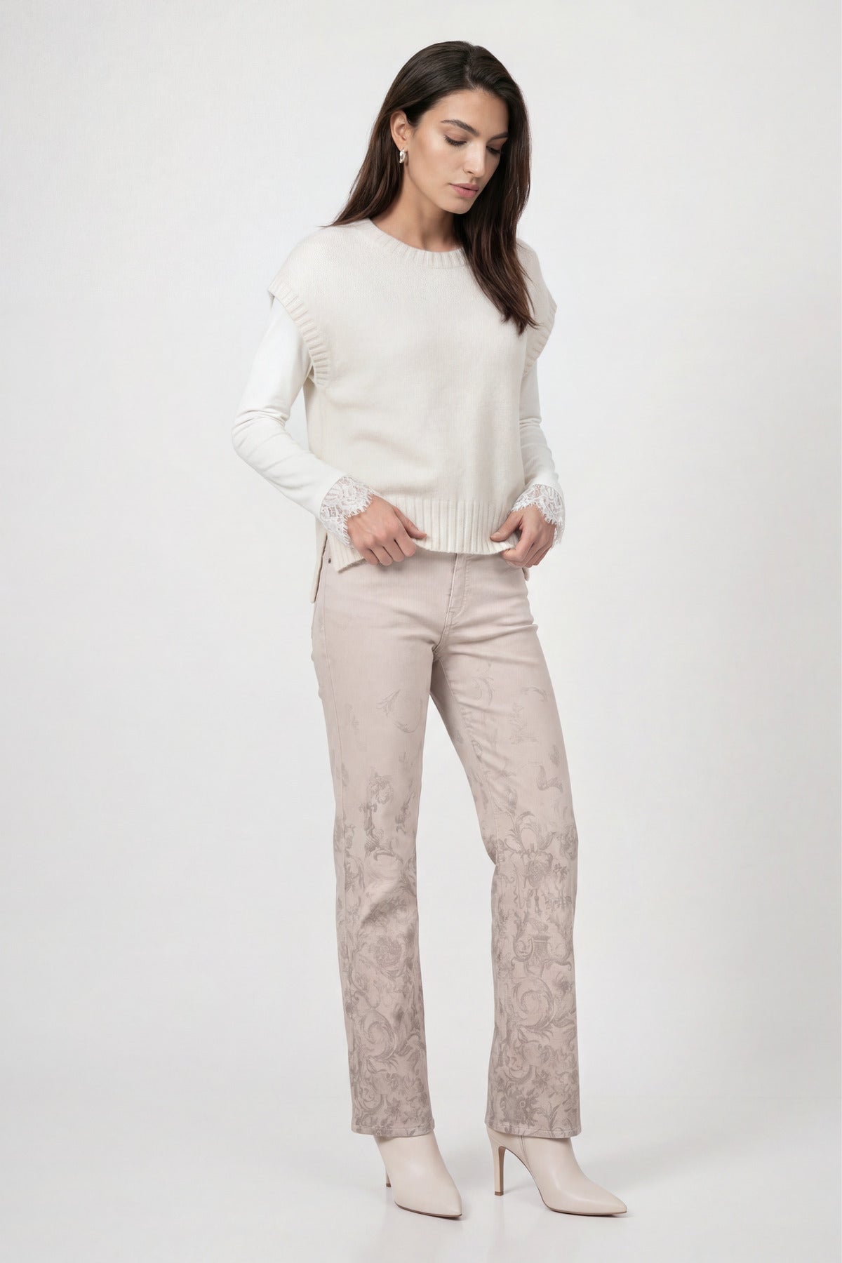Monari Lurex Vest Piece Pearly